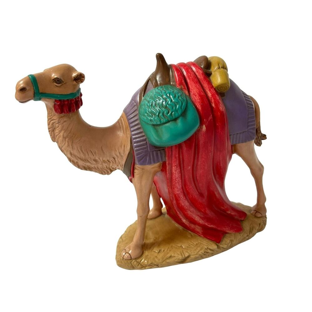 Holland‎ Mold Teal Red Purple Nativity Hand Painted Ceramic Camel 1971